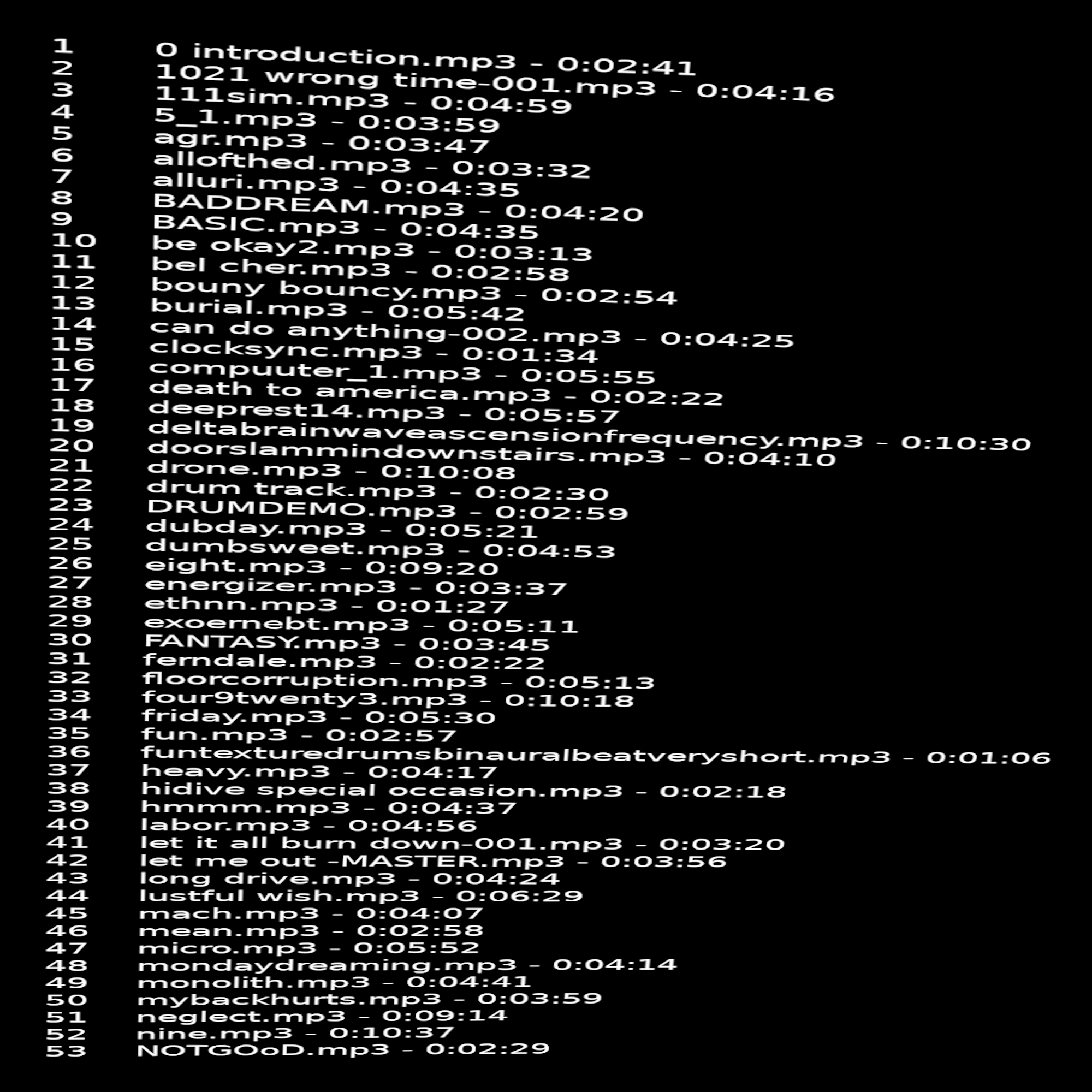 Track Listing Part 1